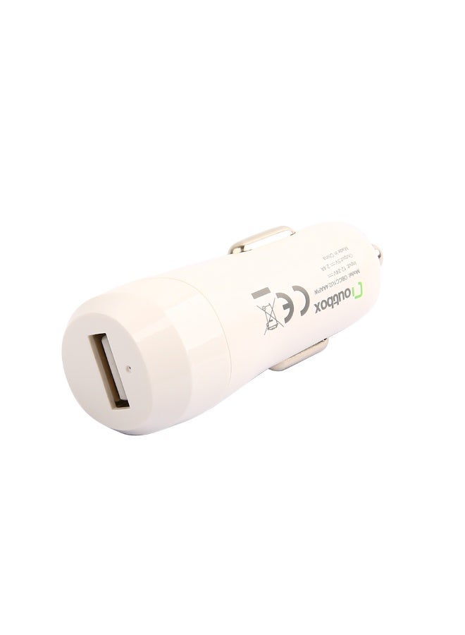 أوت بوكس شاحن سيارة 2.4 أمبير، منفذ USB واحد + كابل USB لايتنينج، 2.4 أمبير، 1.2 متر، أبيض - Image 5